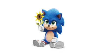 Sonic le Hérisson Tenant un Tournesol : Un Moment de Personnage du Film 2020