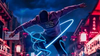 Dynamic Dance Performance Under Neon Lights at a Night Concert