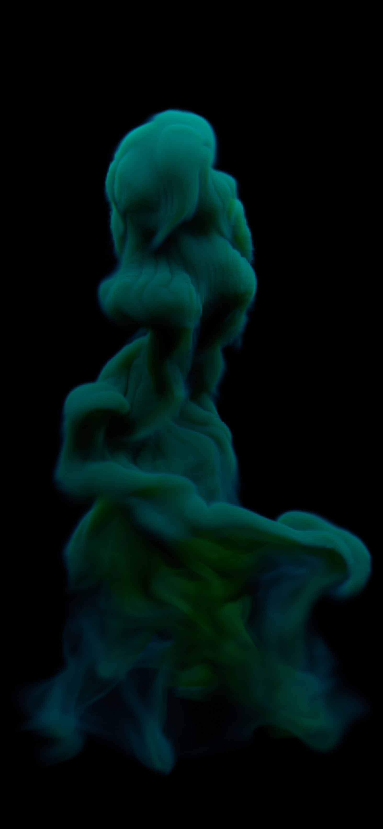 Araffe in the dark with a green substance in the air (ios 14, apples, ios, cloud, art)