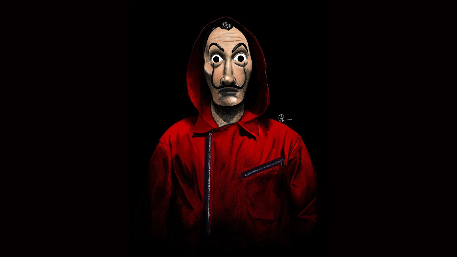 Baixar papel de parede la casa de papel, money heist, série de televisão, máscara de dalí, fantasia