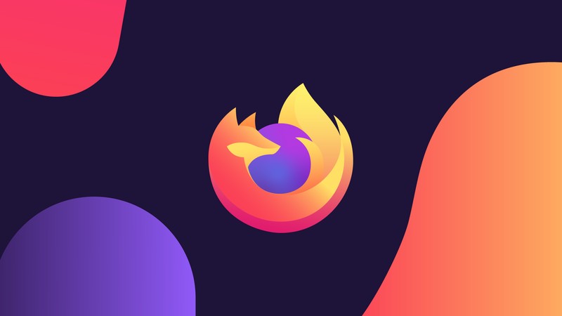 Логотип firefox на темном фоне с цветными формами (firefox, логотип, цветные градиенты, технология, обои 4k)