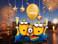 2015, happy new year, merry christmas, minion wallpaper