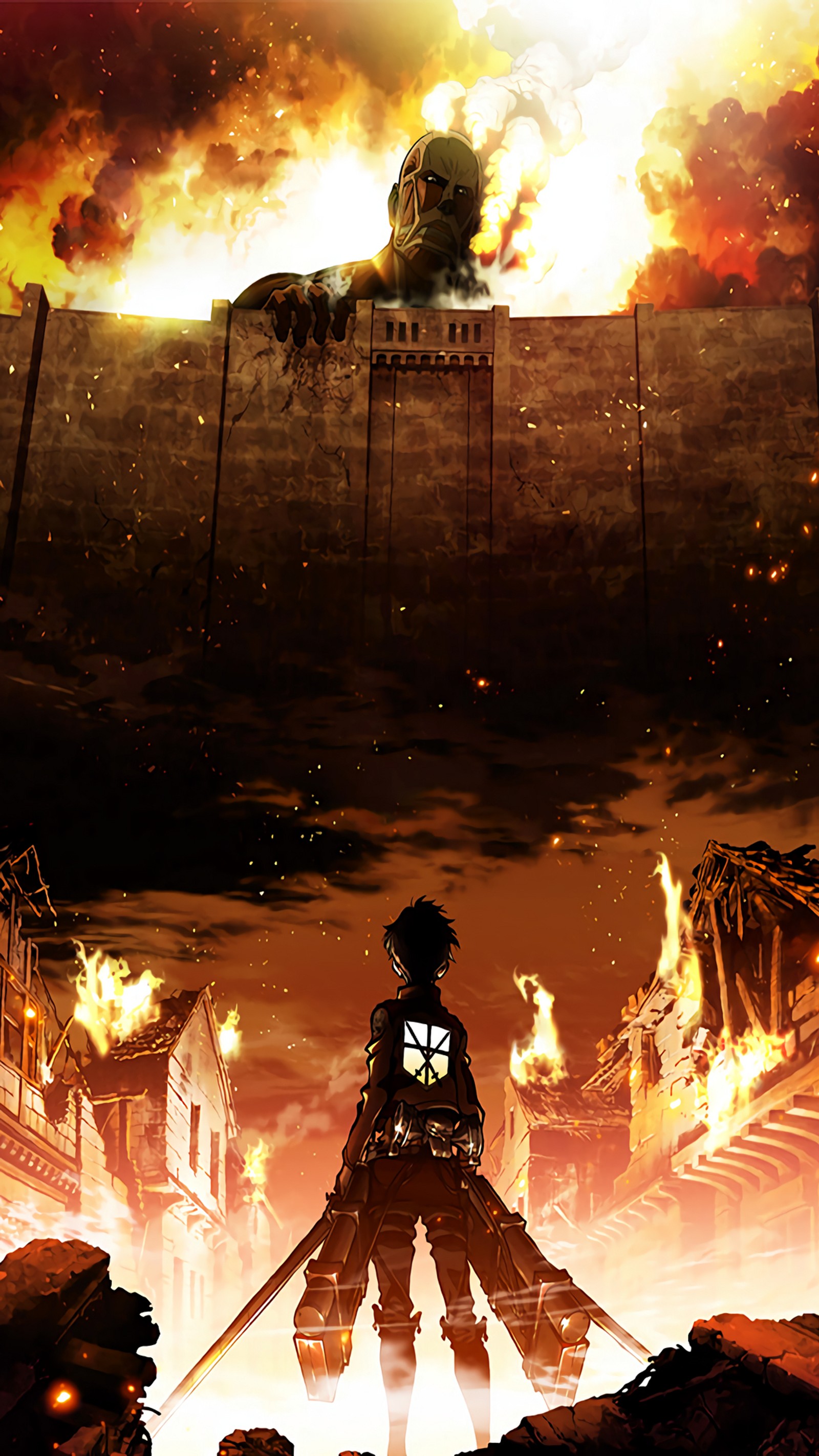 eren jeager, snk, the colossal titan Download Wallpaper