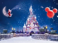 Festive Night at the Enchanted Castle with Santa and Mickey Mouse