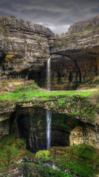 baatara gorge, lebanon, tannourine, waterfall