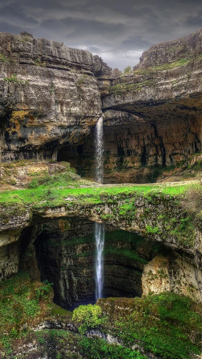 baatara gorge, lebanon, tannourine, waterfall