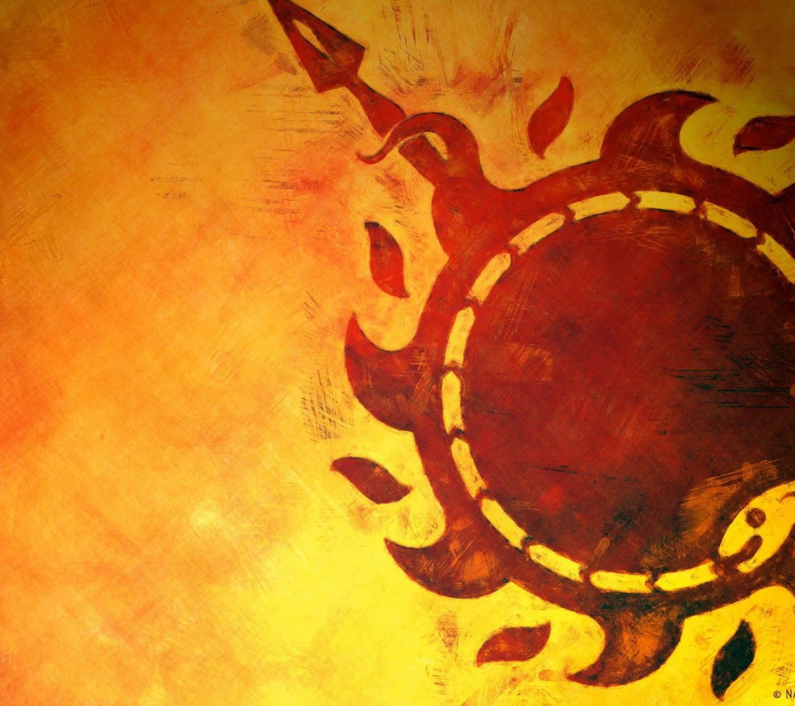 Pintura de un sol con un círculo rojo sobre un fondo amarillo (juego de tronos, game of thrones, martell)