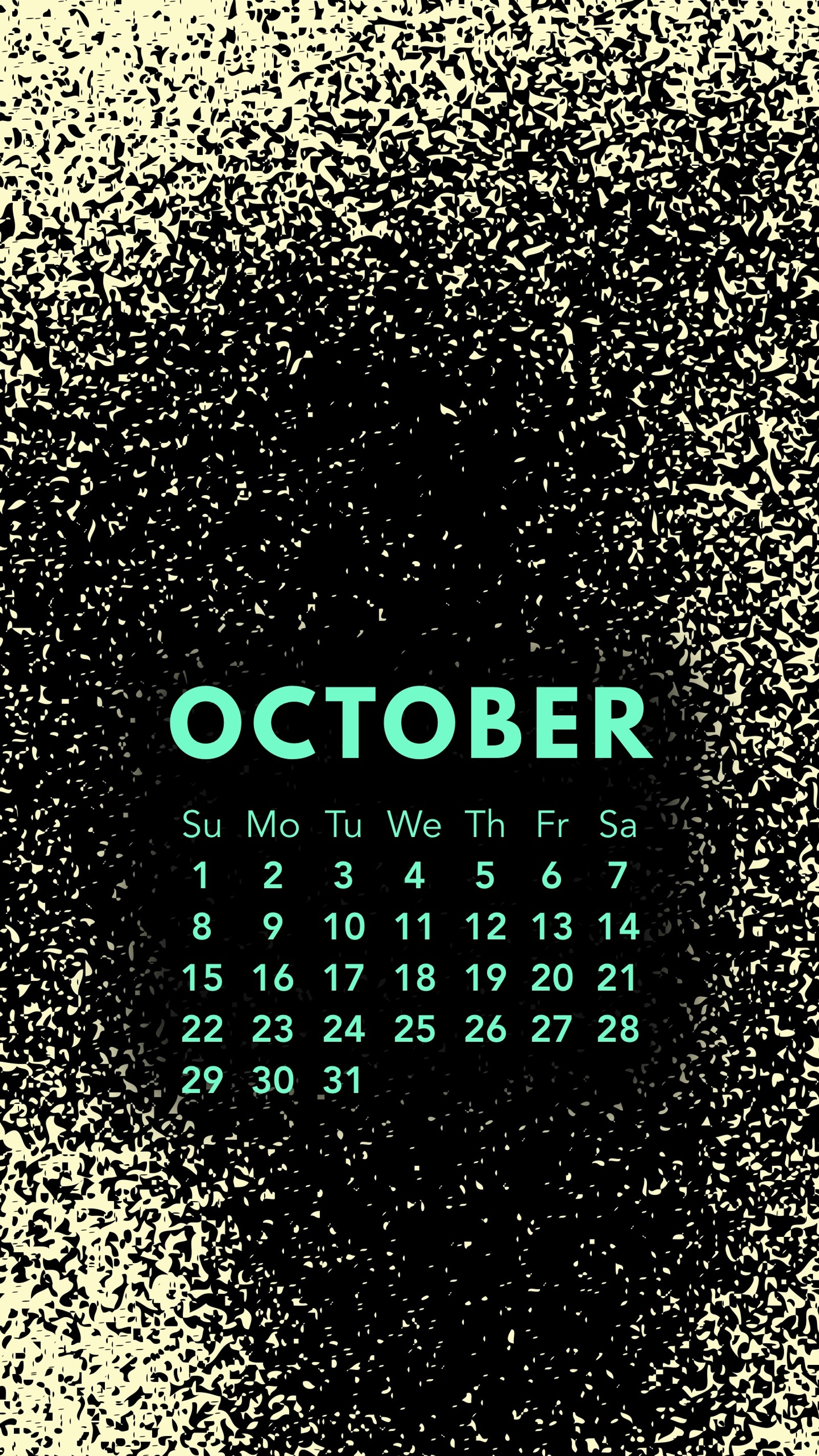 A close up of a calendar with a black background and a green background (calendar, october, oct, productivity)