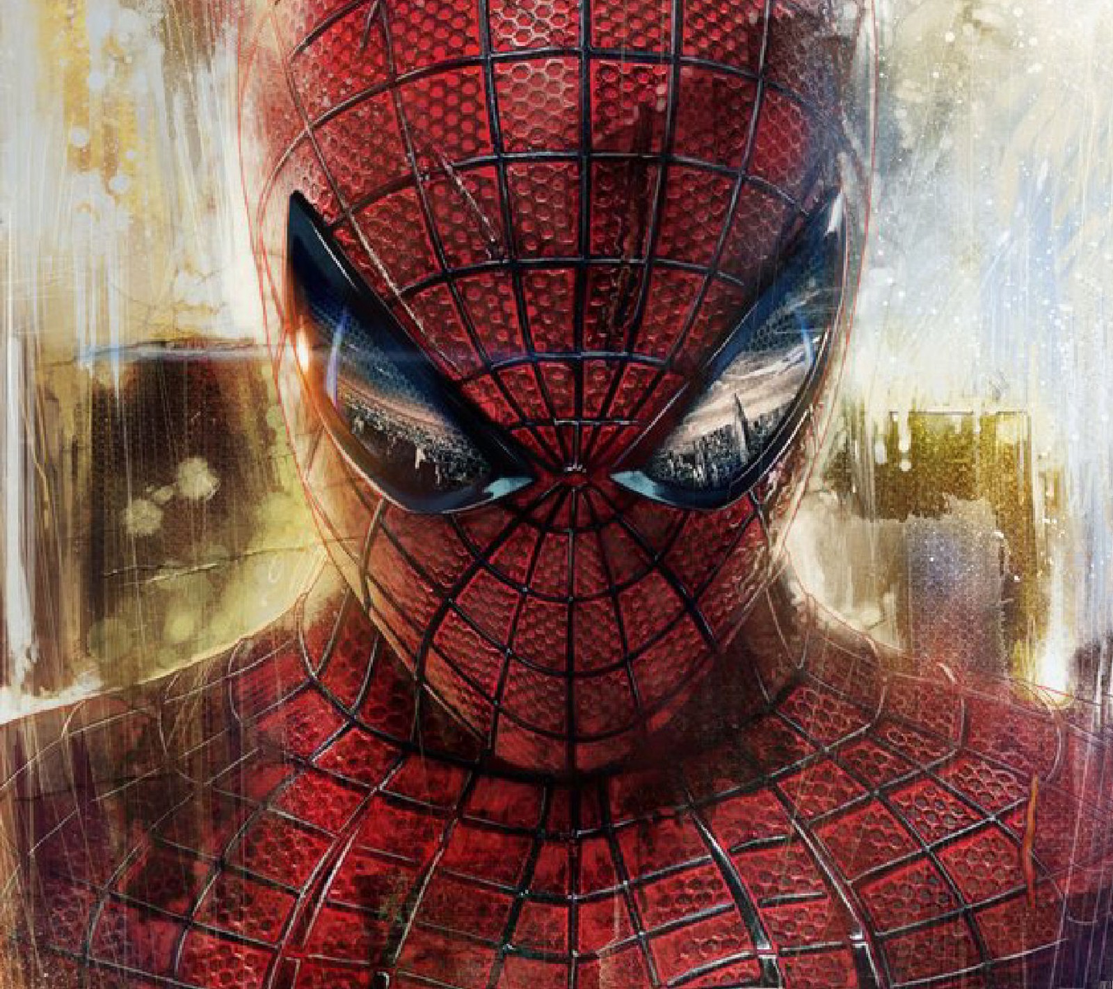 Spider-man sous la pluie avec la ville en arrière-plan (incroyable, marvel)