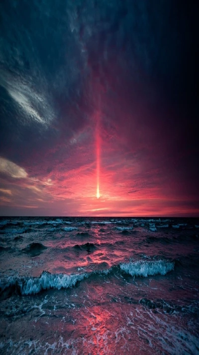 dream, pink sunset, sky, water, beach