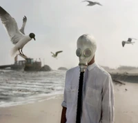 air, art, beach, gas, gasmask wallpaper