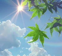 anime, verde, cielo, sol, soleado