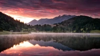 nature, coucher de soleil, réflexion, lac, eau