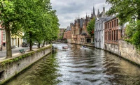 Scenic Canal View in Bruges with Historic Architecture