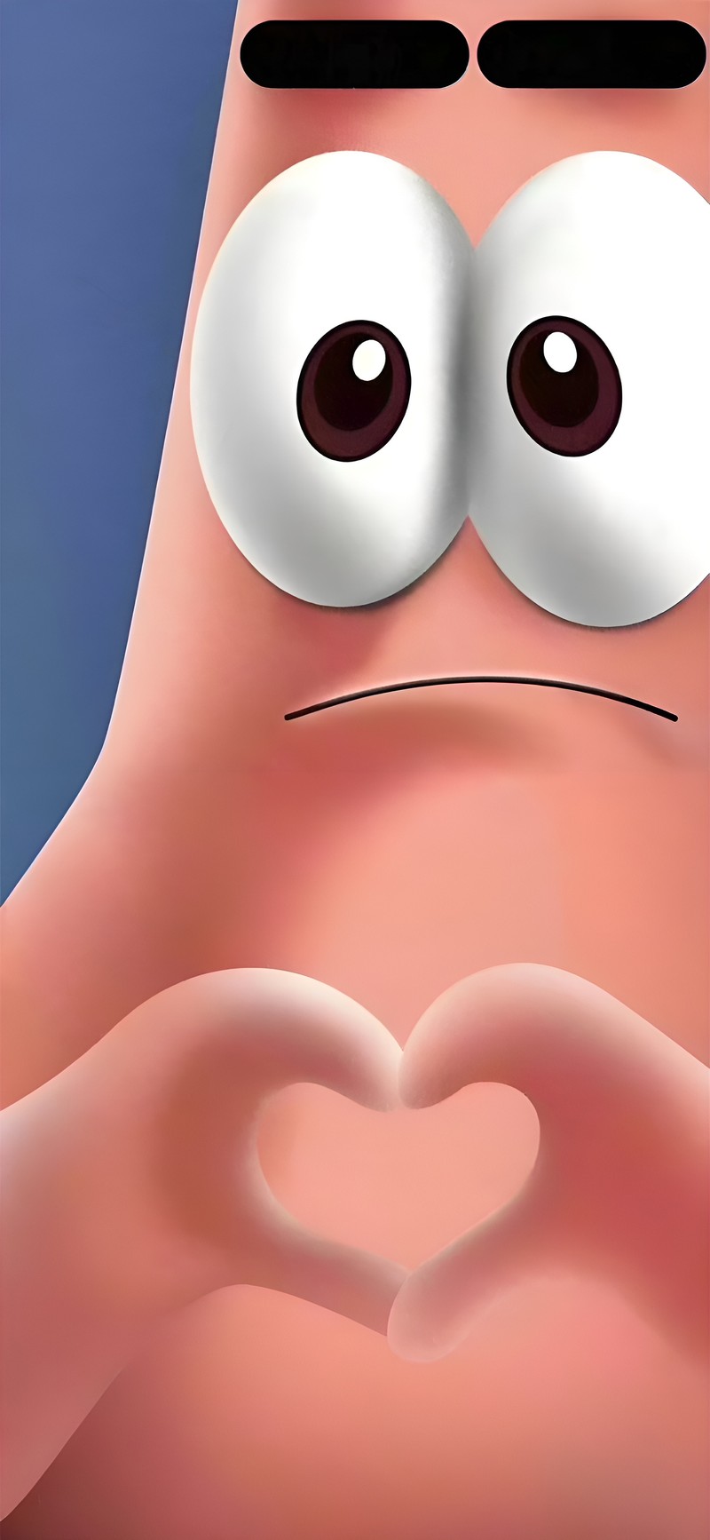 Персонаж мультфильма делает сердце руками (патрик стар, patrick star, iphone, яблоки, нос)