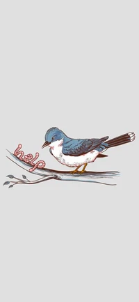 Whimsical Songbird Perched on a Branch