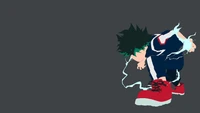 Izuku Midoriya minimaliste avec énergie électrique