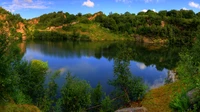 Reflexión tranquila de verano en un ecosistema de lago salvaje