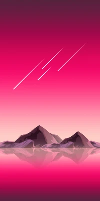 Paysage magenta calme avec des objets astronomiques