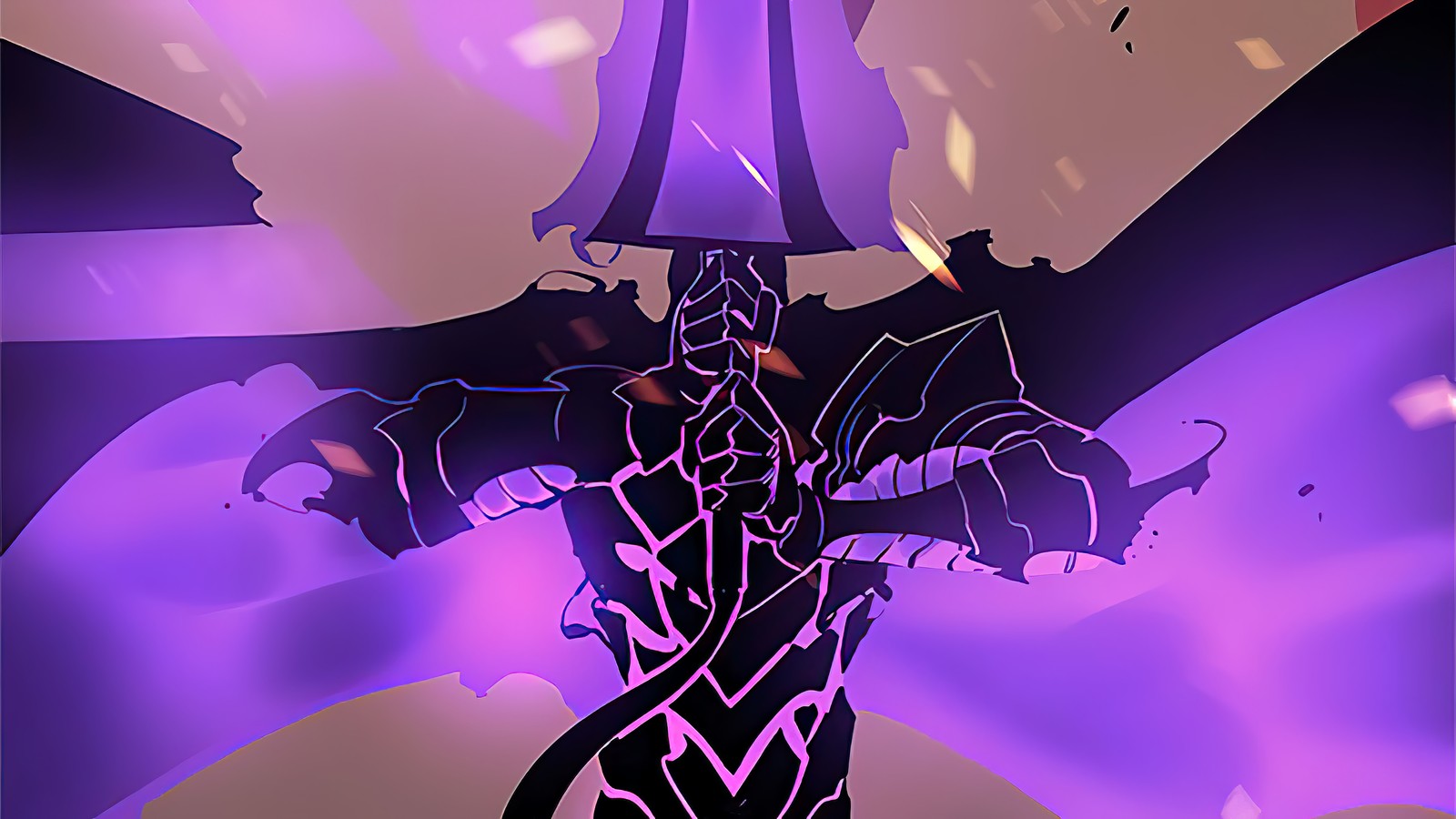 Purple and black dragon with a purple lamp on a purple background (solo leveling, manhwa, anime, igris)