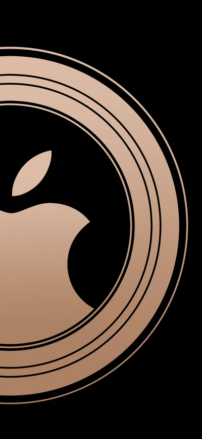 Logo Apple monochrome avec design circulaire en or