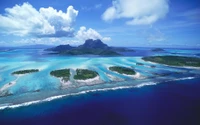 Breathtaking Aerial View of a Vibrant Archipelago with Turquoise Waters and Lush Islets