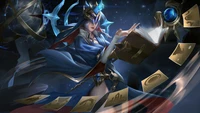 Soraka, the Starchild, wielding cosmic magic in League of Legends.