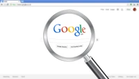 Interface de recherche Google sous une loupe