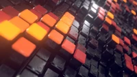 Vibrant Mosaic of Orange, Red, and Yellow Tiles