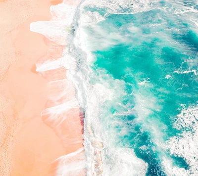 Turquoise Waves Gently Caressing a Sandy Shoreline