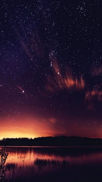 galáxia, noite, céu, estrelas