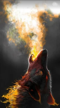 animal, cold, cry, smoke, wolf wallpaper