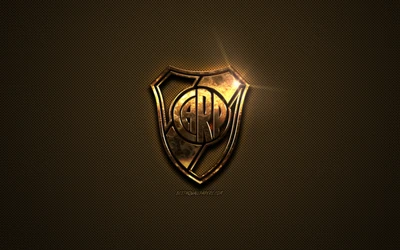 Emblema dourado do clube de futebol River Plate.