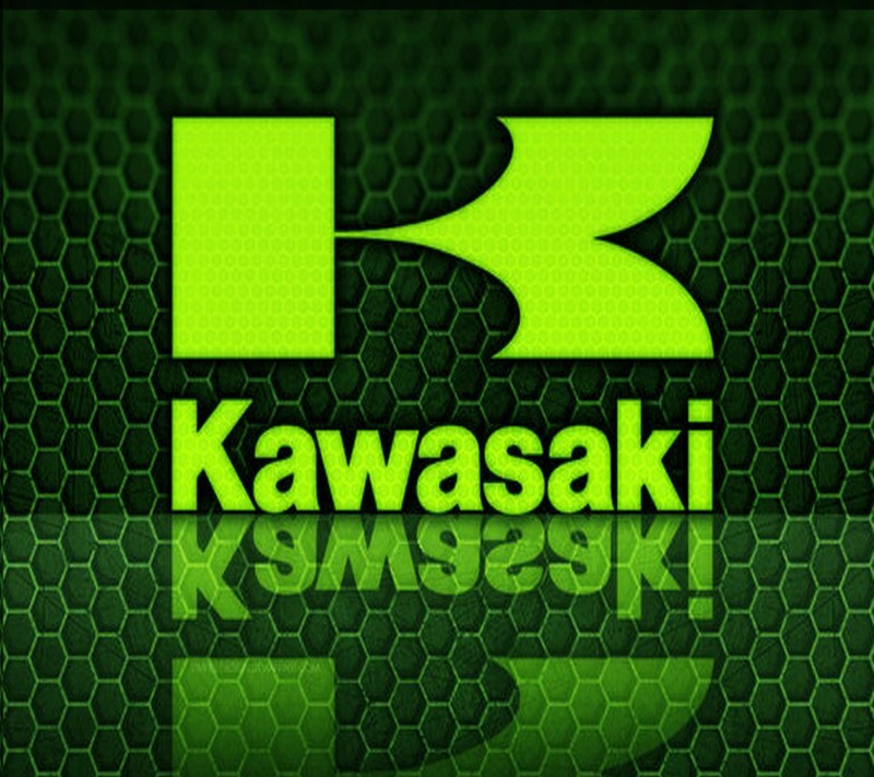 Зеленый логотип с надписью kawasaki на нем (кавасаки, логотип)