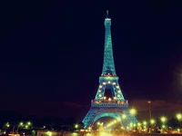 Eiffel Tower Illuminated at Night in Paris