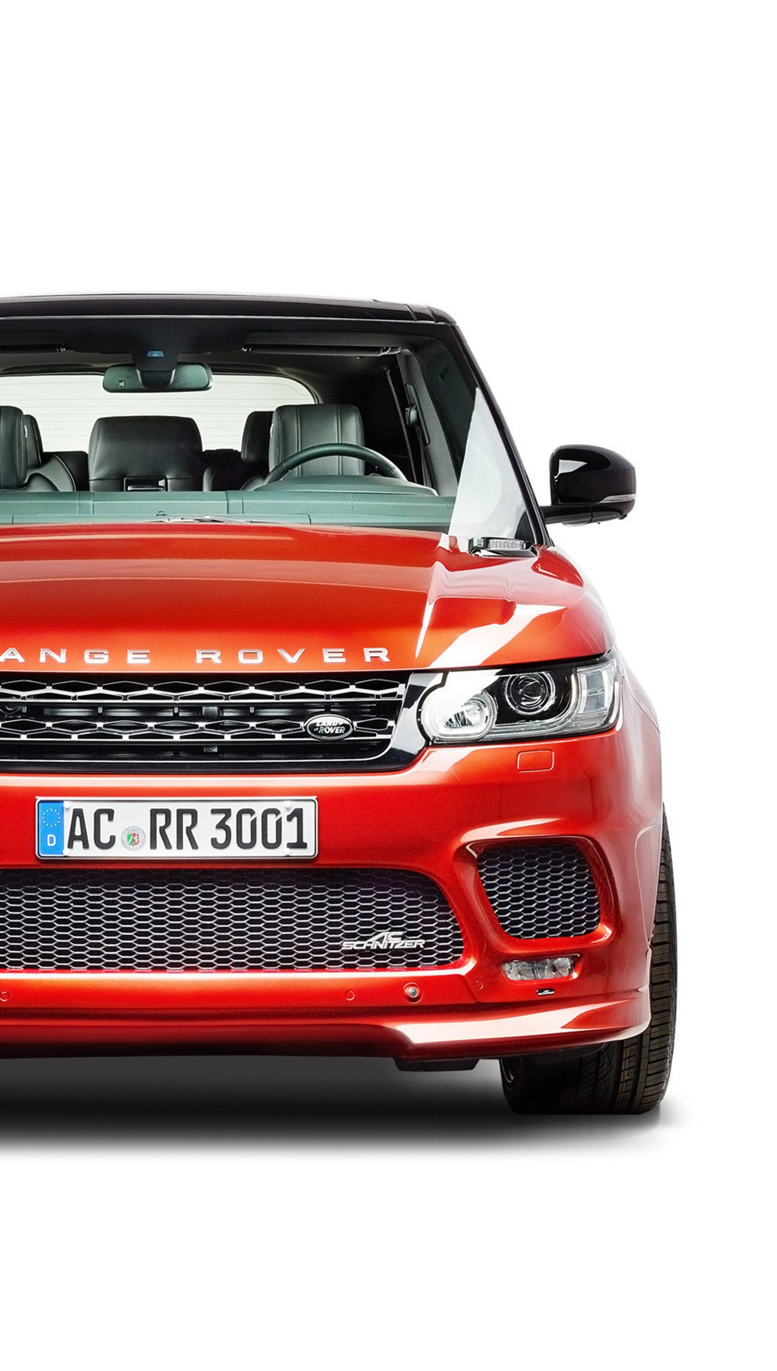 A close up of a red car with a license plate on it (car, range rover, red)