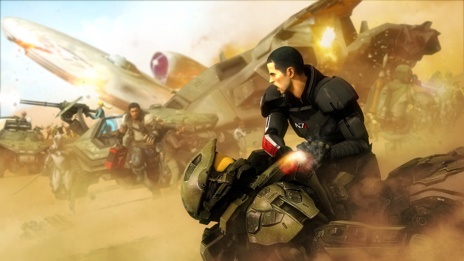 A guerra dos mundos gearson (mass effect, master chief, comandante shepard, pc game, jogos)