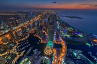 Dubai Marina: Um deslumbrante horizonte noturno com vista para a metrópole urbana