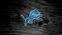 Detroit Lions-Logo auf dunklem Holz-Hintergrund - 4K Sport Wallpaper