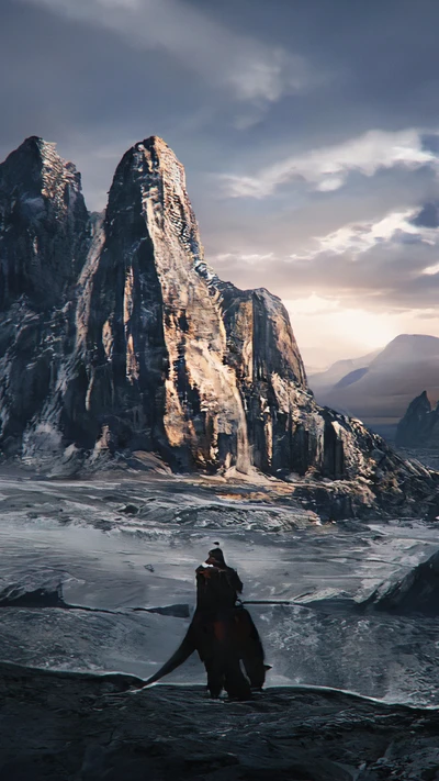 Cimes de montagne majestueux sous des nuages dramatiques