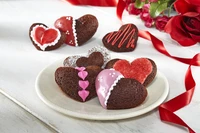 Desserts au chocolat en forme de cœur pour la célébration de la Saint-Valentin