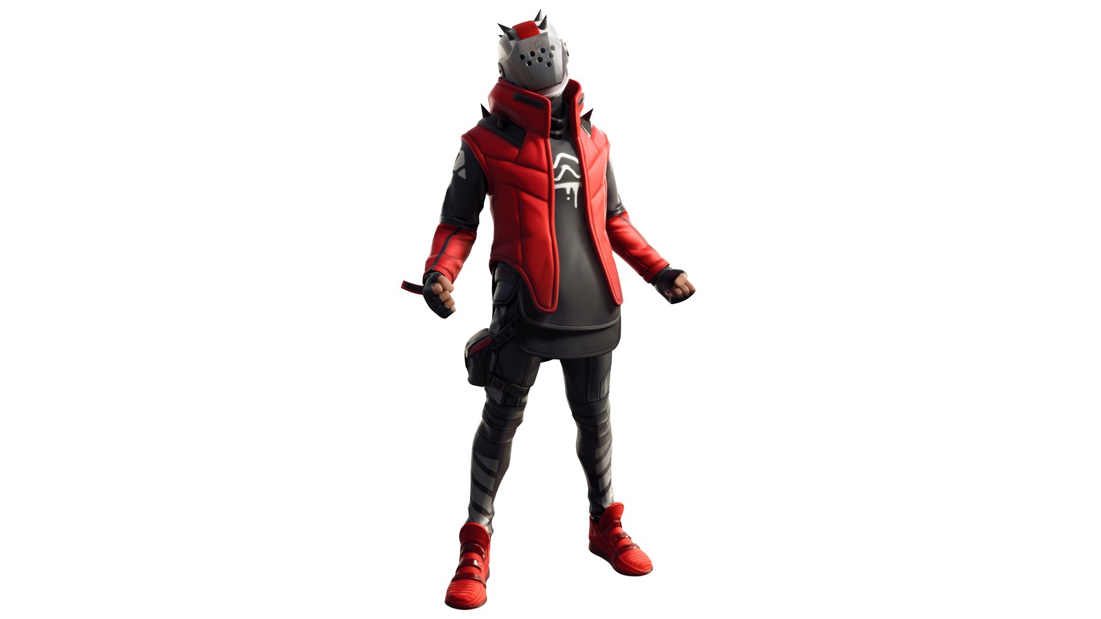 Un gros plan d'une personne portant une veste rouge et un pantalon noir (fortnite, fortnite battle royale, jeu vidéo, x lord)