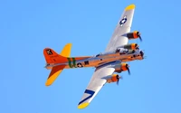 Boeing B-17 Flying Fortress in flight, showcasing its iconic design and military heritage.