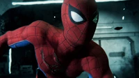 Spider-Man in action, showcasing his iconic red and blue suit with a dynamic pose.