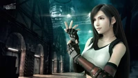 Tifa Lockhart em Final Fantasy VII Remake: Uma Postura Dinâmica em um Ambiente Futurista