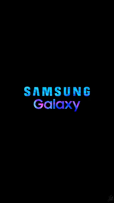 Logotipo Samsung Galaxy em azul vibrante e violeta sobre um fundo preto