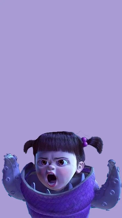 Adorable Cartoon Monster Girl in Purple