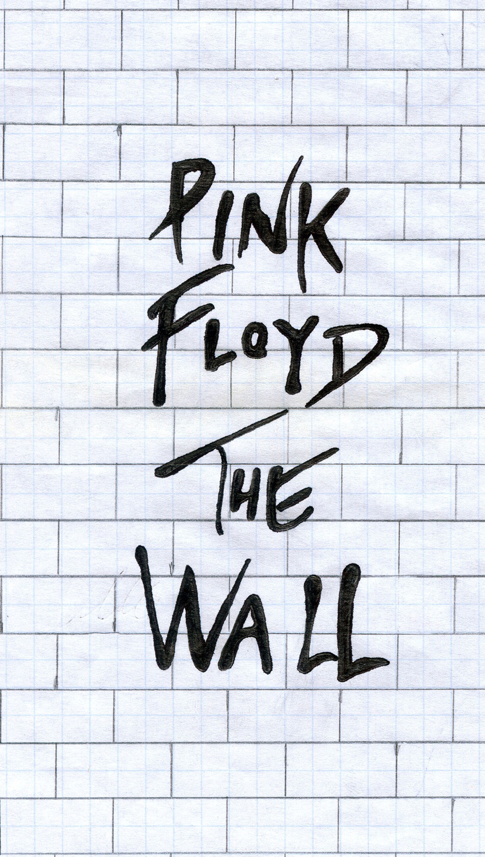 Una imagen de una pared de ladrillos con texto en blanco y negro (floyd, rosa)