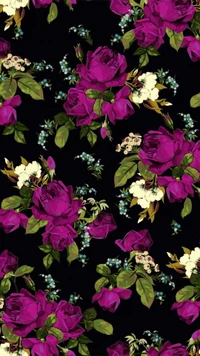 floral, padrão, imprimir, roxo, rosas