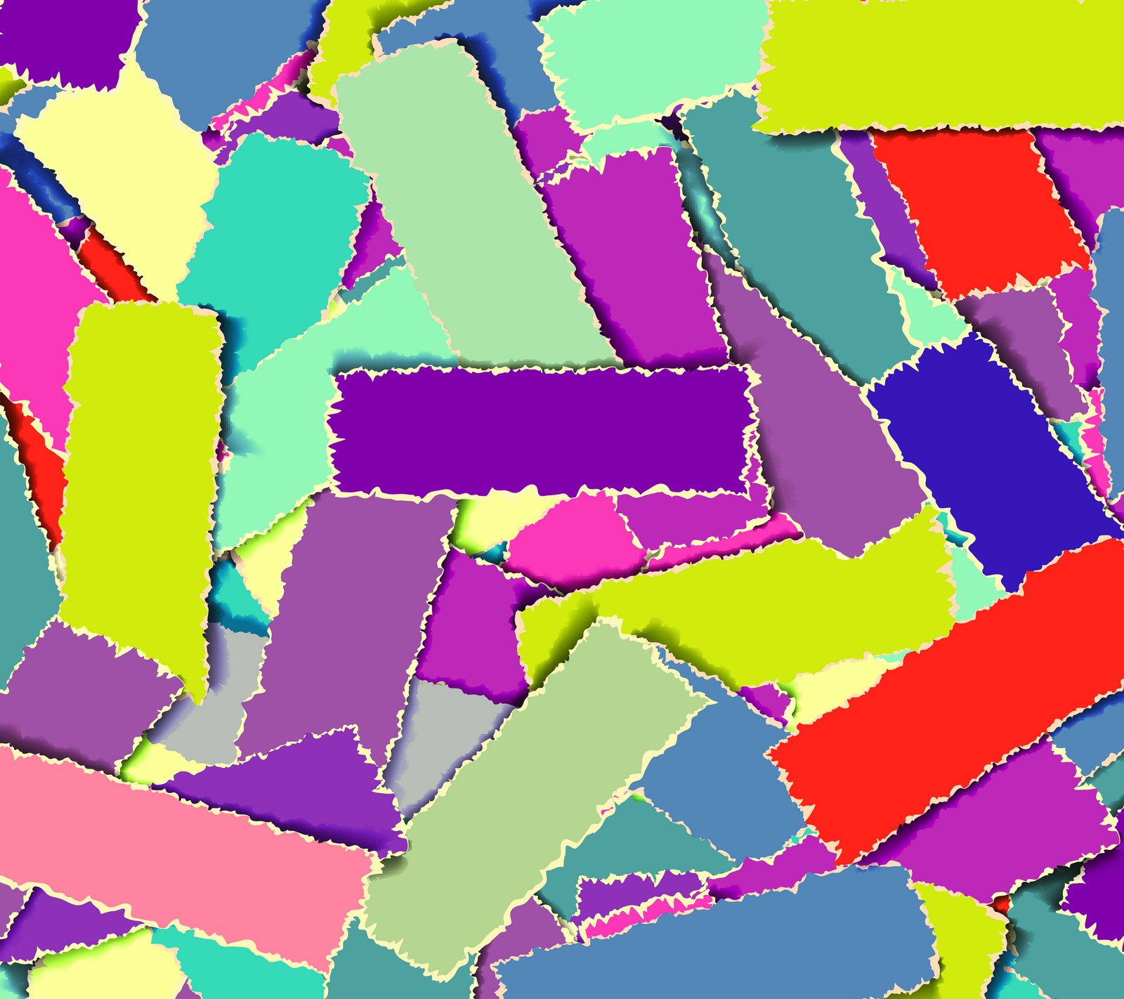 A close up of a bunch of torn pieces of paper (abstract paper, background, colored)